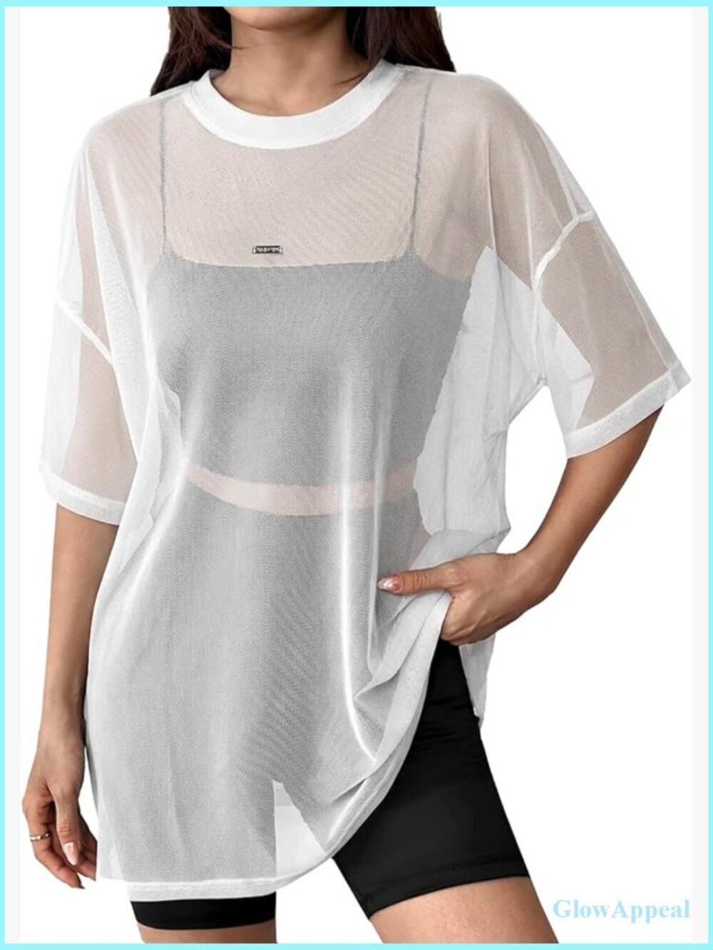 Sheer Mesh Oversized T-Shirt Soft Breathable See Through Tee